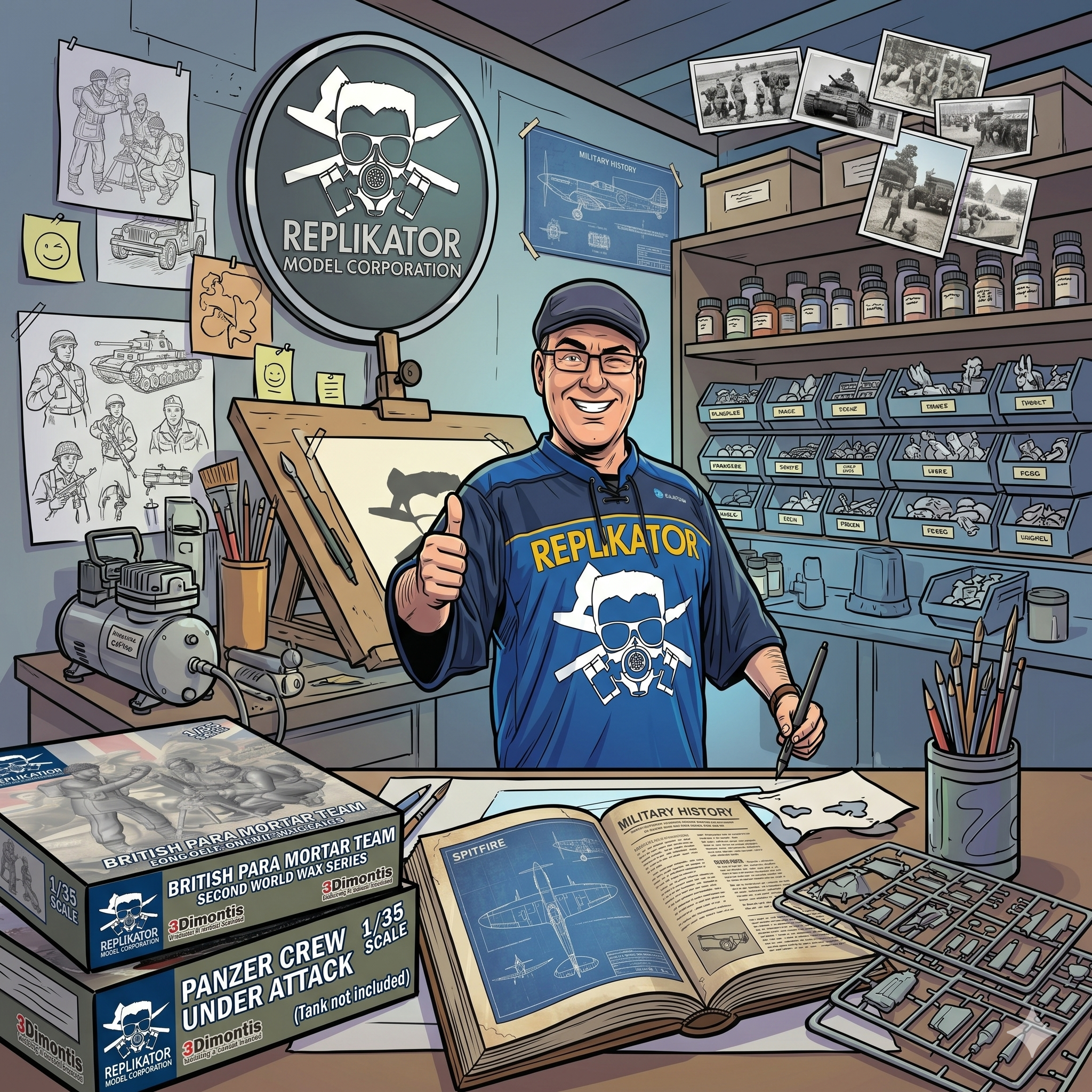 DJ Nield pictured in graphic novel image inside Replikator studios.