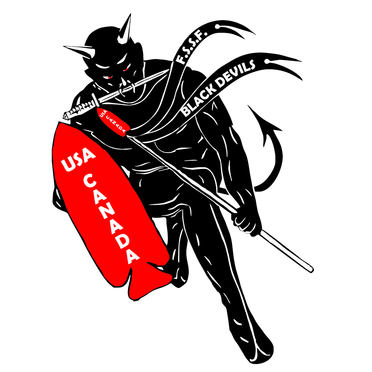 Image shows the Black Devil mascot of the First Special Service Force, a combined US & Canadian Army unit that was employed across the globe in the Second World War.