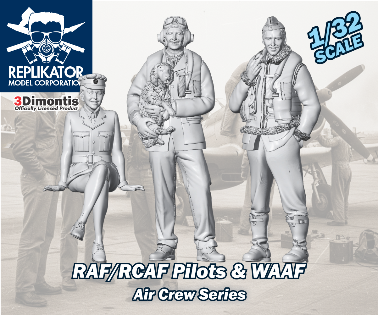 Model kit packaging for RAF/RCAF Pilots & WAAF air crew series by Replikator Model Corporation.