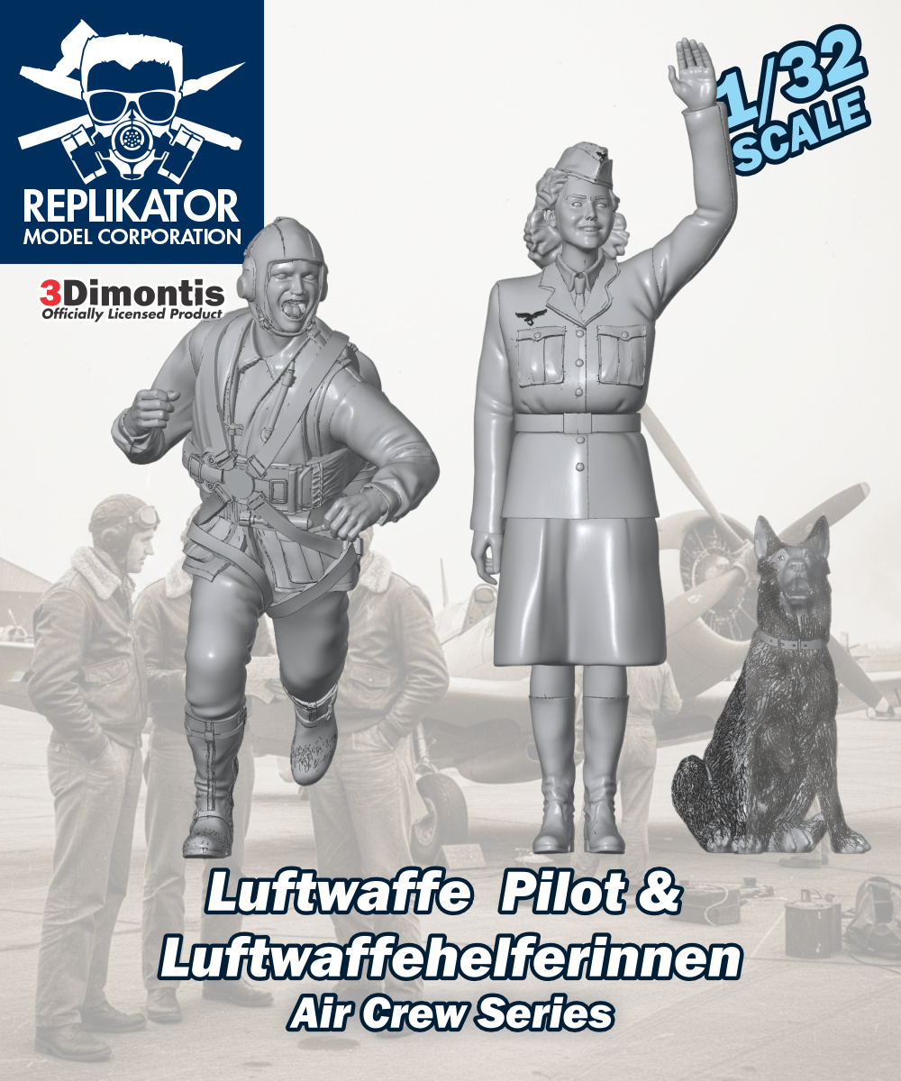 Model kit packaging for Luftwaffe Pilot & Luftwaffeheilerinnen Air Crew Series by Replikator Model Corporation.