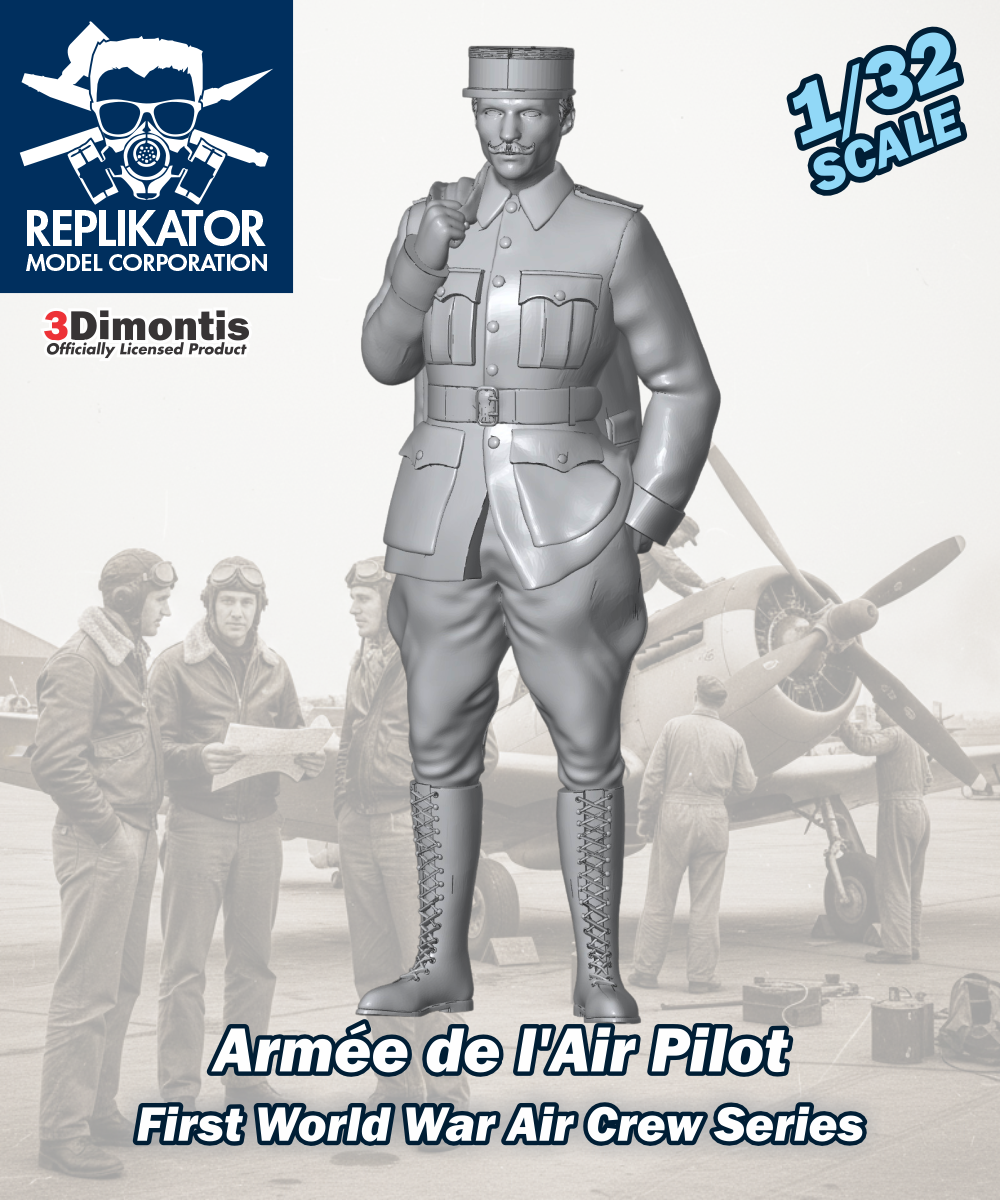 Model kit of an Armée de l'Air Pilot from First World War Air Crew Series by Replikator Model Corporation.