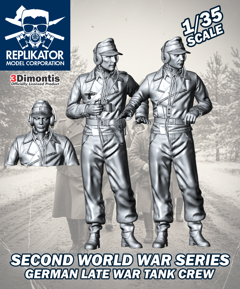Model kit of German late war tank crew in 1/35 scale by Replikator Model Corporation.