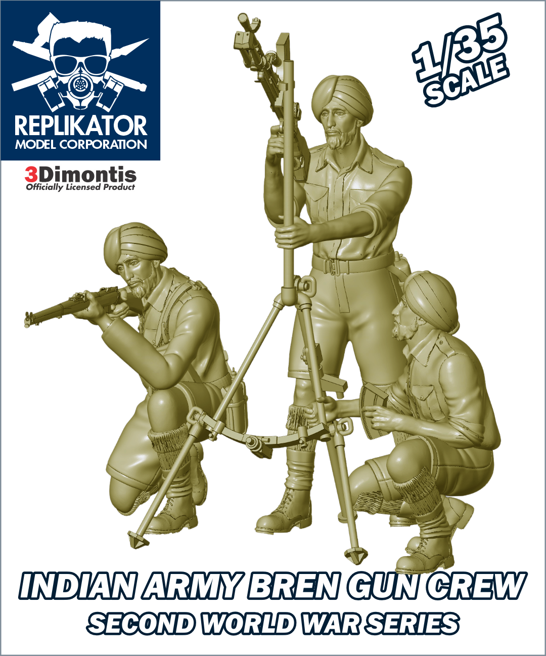 1/35 Scale Indian Army Bren Gun Crew - WWII