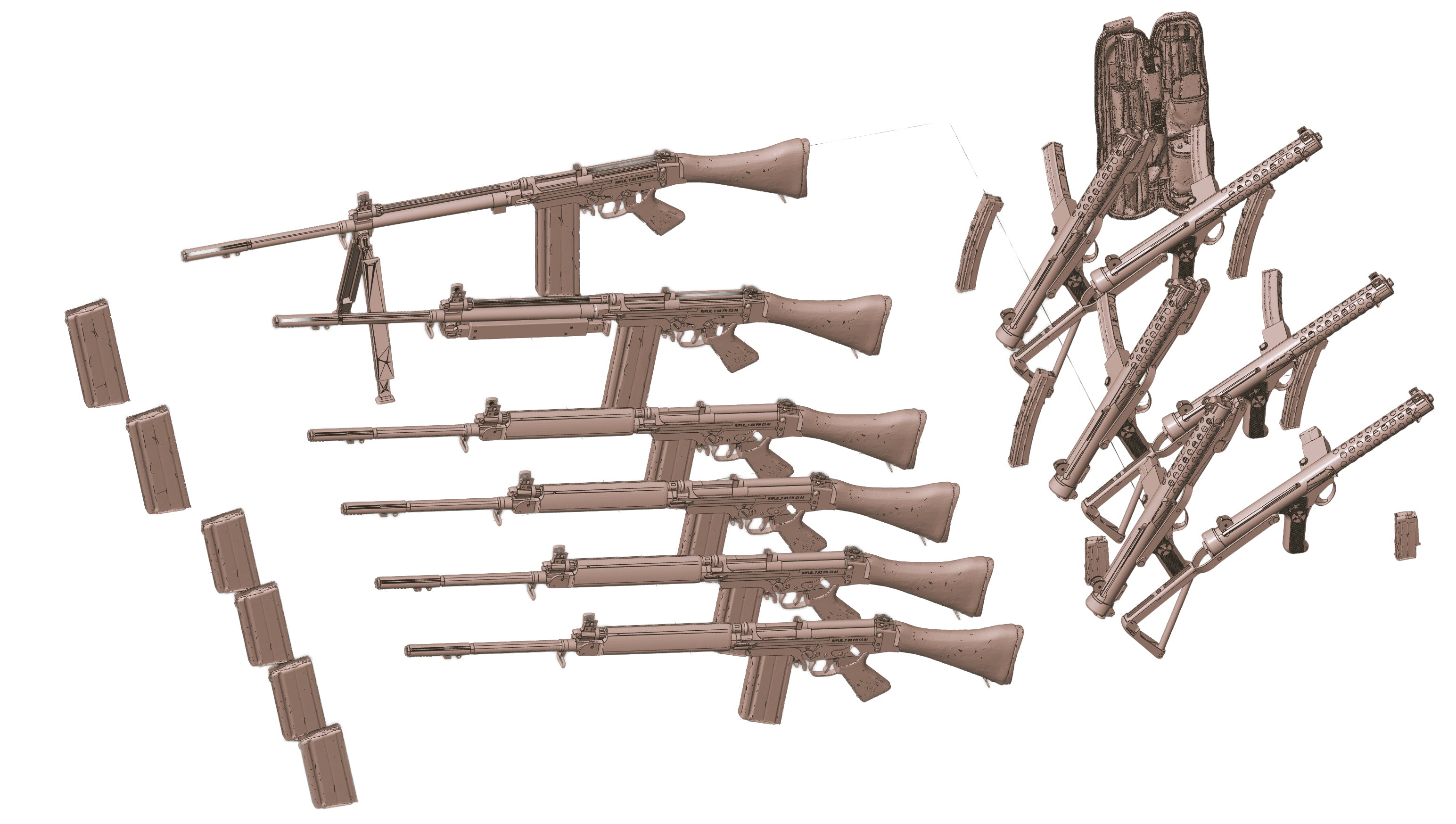 1/35 Scale Canadian Cold War Small Arms: FN C1 SLR, C2 LAR & C1 SMG Set