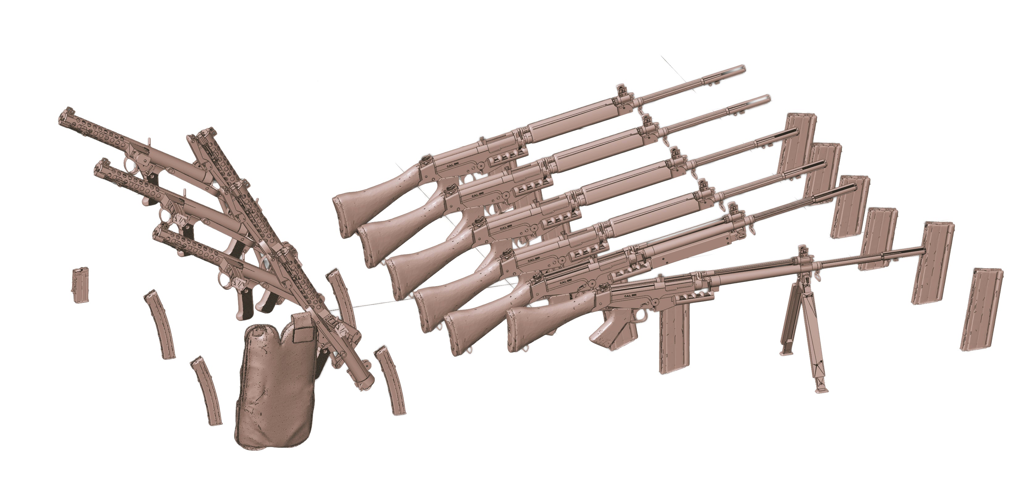 1/35 Scale Canadian Cold War Small Arms: FN C1 SLR, C2 LAR & C1 SMG Set