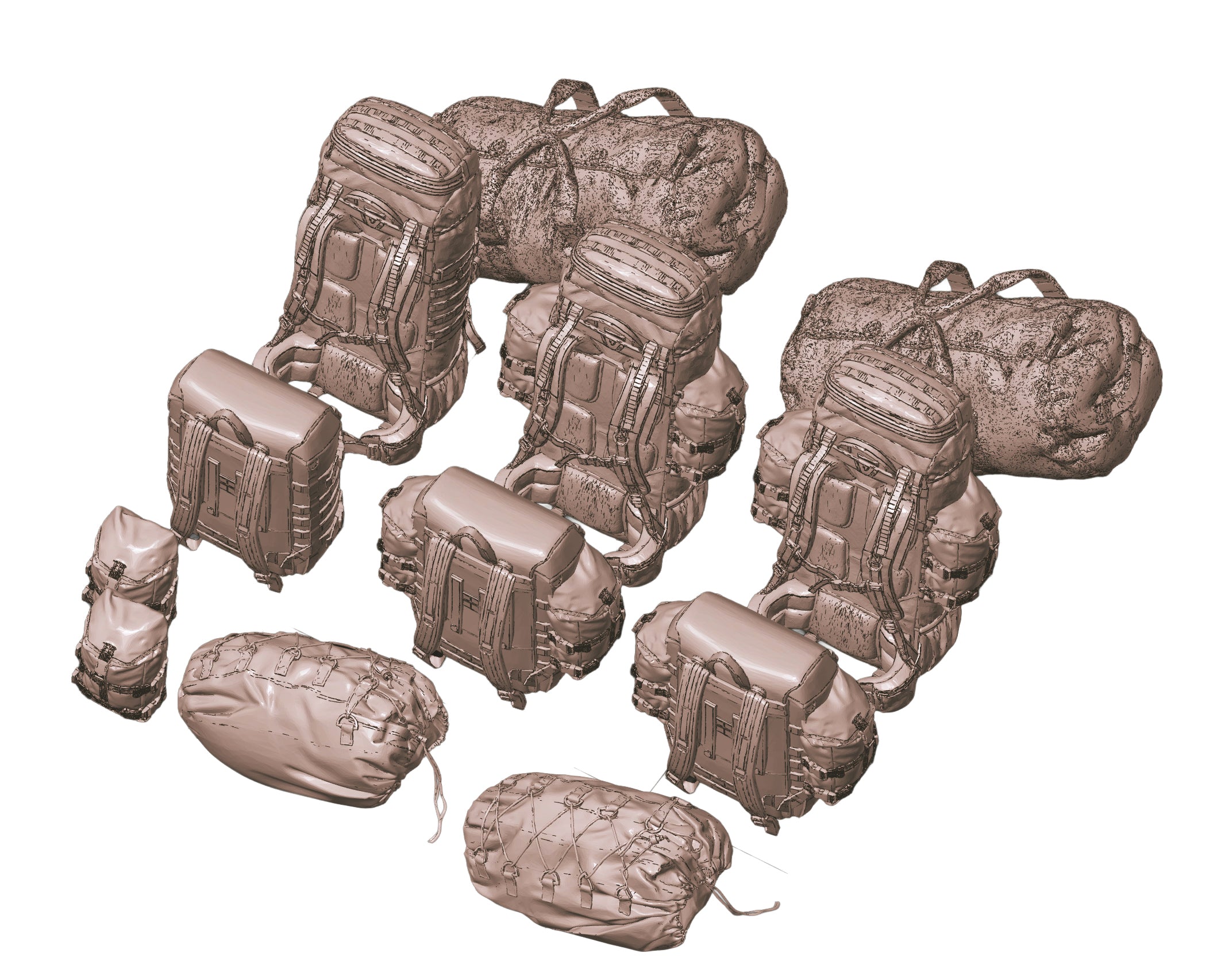 1/35 Scale Canadian CTS (CADPAT) Pattern Rucksacks & Stowage Set