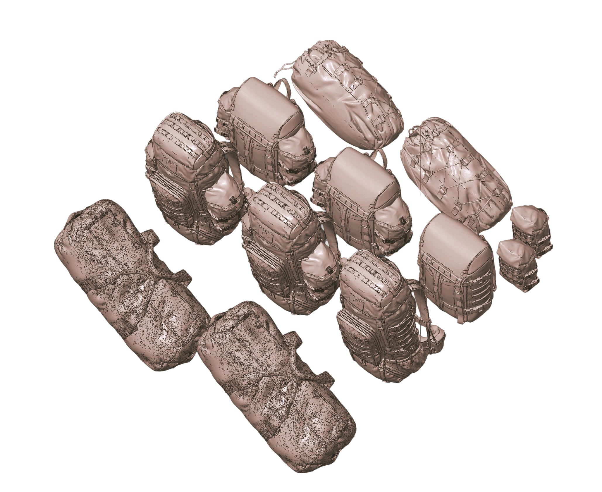 1/35 Scale Canadian CTS (CADPAT) Pattern Rucksacks & Stowage Set
