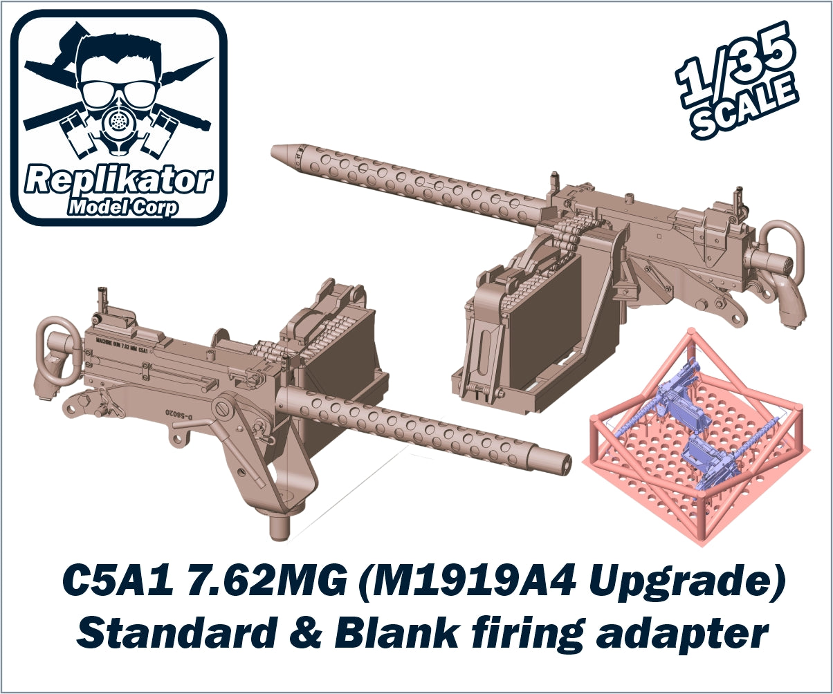 Model kit of C5A1 7.62MG with Replikator Model Corp branding on a white background.