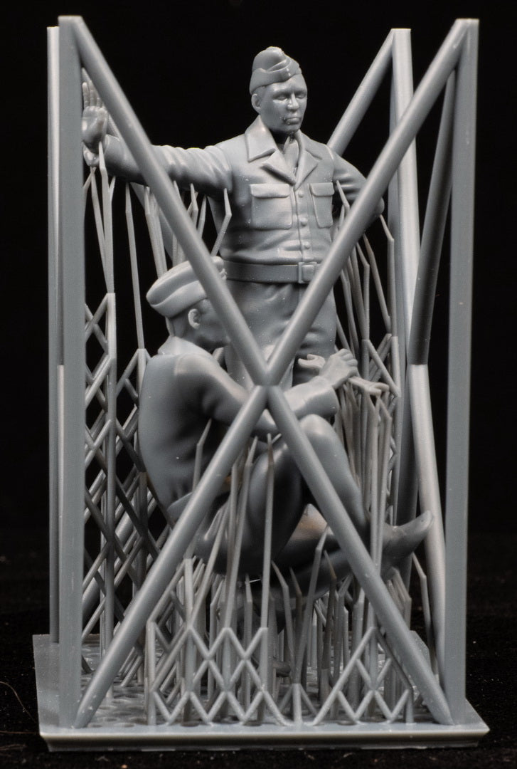 3D printed 1/32 RCAF & Commonwealth Mechanics Crew on a frame with a black background