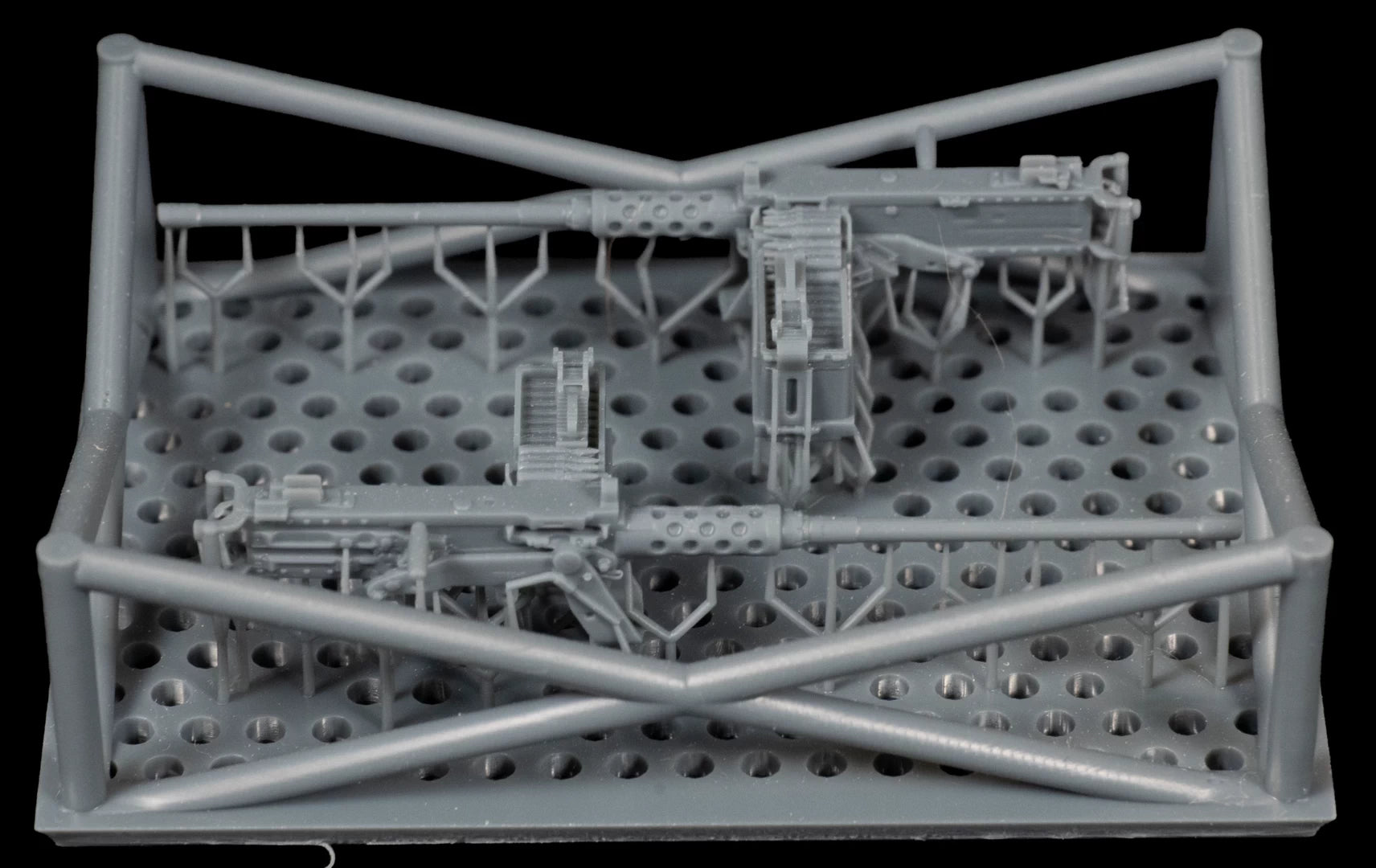 Model of M2HB Browning .50 cal MG with packaging on a white background, featuring Replikator Model Corp branding.